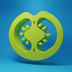 Green Tomato icon isolated on blue background. Minimalism concept. 3D render illustration