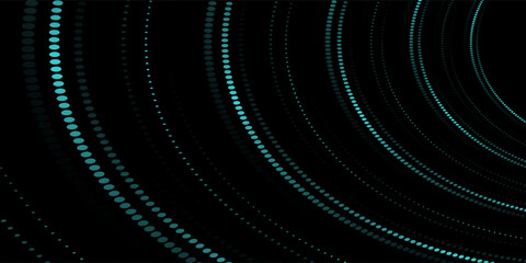 3D blue technology background. Big data visualization in dark space with dotted line shape effect decoration. Circle dot style concept modern graphic design element.