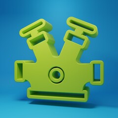 Green Fire hydrant icon isolated on blue background. Minimalism concept. 3D render illustration