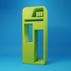Green Lighter icon isolated on blue background. Minimalism concept. 3D render illustration