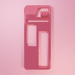Pink Lighter icon isolated on pink background. Minimalism concept. 3D render illustration