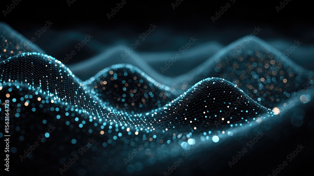 Poster digital waveform: a mesmerizing digital display showcasing undulating waves of light, representing d