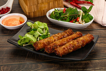 Fried Vietnamese spring roll with special sauce