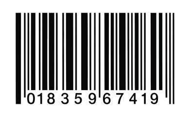 barcode with numeric code 01835967419, isolated on white background, ideal for product tracking, retail systems, and inventory control