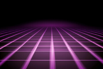 Neon purple grid design on a black background creating a futuristic visual experience in digital art