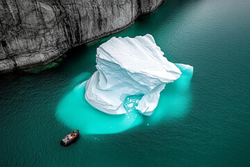 Large iceberg breaking apart in Antarctic waters reveals stunning turquoise surroundings and...