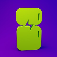 Green Refrigerator icon isolated on purple-blue background. Fridge freezer refrigerator. Household tech and appliances. Minimalism concept. 3D render illustration