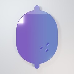 Purple-blue Lemon icon isolated on grey background. Minimalism concept. 3D render illustration