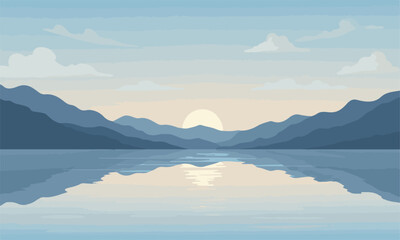 Tranquil Sunrise Over Mountain Lake