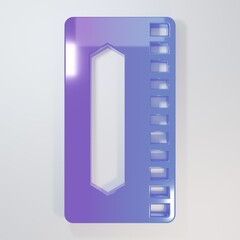 Purple-blue Harmonica icon isolated on grey background. Musical instrument. Minimalism concept. 3D...