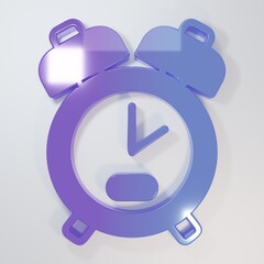 Purple-blue Alarm clock icon isolated on grey background. Wake up, get up concept. Time sign....
