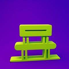 Green Waiting hall icon isolated on purple-blue background. Minimalism concept. 3D render illustration