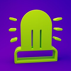 Green Flasher siren icon isolated on purple-blue background. Emergency flashing siren. Minimalism concept. 3D render illustration