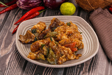 Prawn with vegetables and oyster sauce