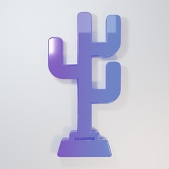 Purple-blue Coat stand icon isolated on grey background. Minimalism concept. 3D render illustration