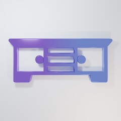 Obraz premium Purple-blue TV table stand icon isolated on grey background. Minimalism concept. 3D render illustration