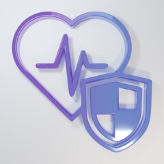 Purple-blue Life insurance with shield icon isolated on grey background. Security, safety,...
