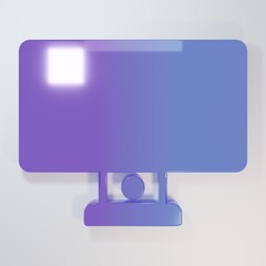 Purple-blue Computer monitor icon isolated on grey background. PC component sign. Minimalism...
