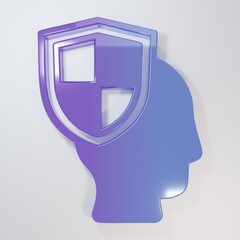 Purple-blue Life insurance with shield icon isolated on grey background. Security, safety,...