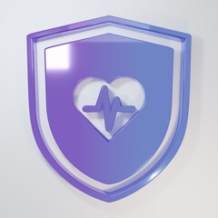 Purple-blue Life insurance with shield icon isolated on grey background. Security, safety,...