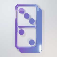 Purple-blue Domino icon isolated on grey background. Minimalism concept. 3D render illustration