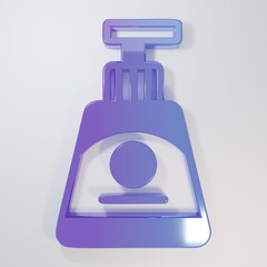 Purple-blue Cream or lotion cosmetic tube icon isolated on grey background. Body care products for...