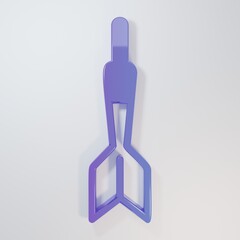 Purple-blue Dart arrow icon isolated on grey background. Minimalism concept. 3D render illustration