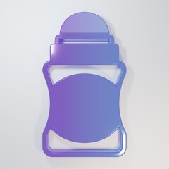 Purple-blue Antiperspirant deodorant roll icon isolated on grey background. Cosmetic for body...