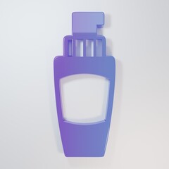 Purple-blue Tube of hand cream icon isolated on grey background. Minimalism concept. 3D render...