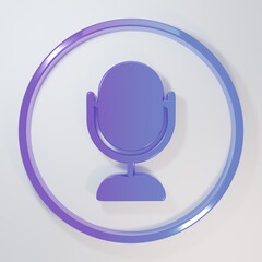 Purple-blue Microphone icon isolated on grey background. On air radio mic microphone. Speaker sign....