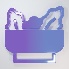 Purple-blue Wonton icon isolated on grey background. Chinese food. Minimalism concept. 3D render...