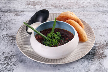 Traditional Borch soup with beetroot