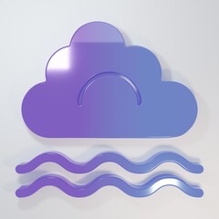 Purple-blue Fog and cloud icon isolated on grey background. Minimalism concept. 3D render illustration