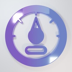 Purple-blue Motor gas gauge icon isolated on grey background. Empty fuel meter. Full tank...
