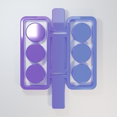 Purple-blue Racing traffic light icon isolated on grey background. Minimalism concept. 3D render...