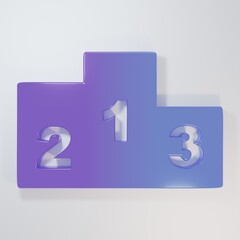 Purple-blue Award over sports winner podium icon isolated on grey background. Minimalism concept....
