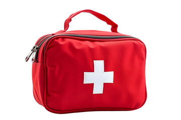 Red first aid kit isolated on white background, transparent	