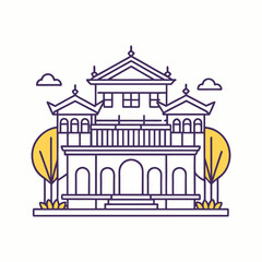 Luxury Villa Outline with Royal Crown Icon – Elegant Real Estate Logo Concept for Premium Property, Palace, Royalty Branding
