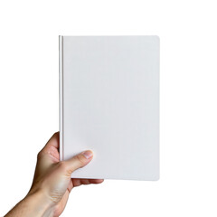 Blank White Notebook Held in Hand for Creative Ideas, Writing, Sketching, and Note Taking in Minimalist Style