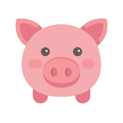 Vector icon of a pink pig, symbolizing farm animals, agriculture, and livestock. Clean design on a transparent background