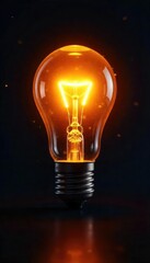 Glowing Lightbulb Brilliant Idea, Innovation, and Breakthrough on Dark Background