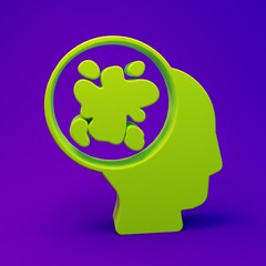Green Paint spray icon isolated on purple-blue background. Minimalism concept. 3D render illustration