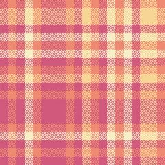 Warm plaid pattern with pink, orange, and cream hues. Versatile for textile design, backgrounds, and creative projects needing a cozy, textured feel.