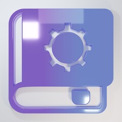 Purple-blue User manual icon isolated on grey background. User guide book. Instruction sign. Read before use. Minimalism concept. 3D render illustration
