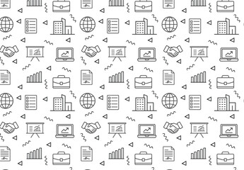 business icon doodle seamless pattern background

