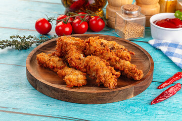 Golden crispy fried chicken strips