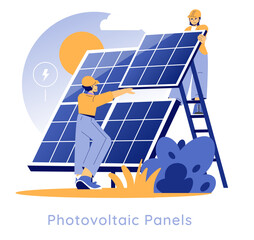 Solar Power. Flat Vector Illustration