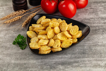 Crunchy croutons heap - roasted bread