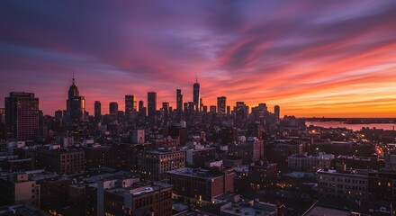 Obraz premium City skyline at sunset