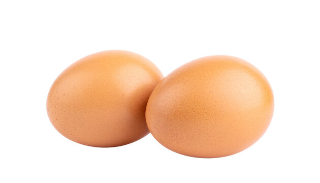 "Pair of Fresh Chicken Eggs on Clean White Background"